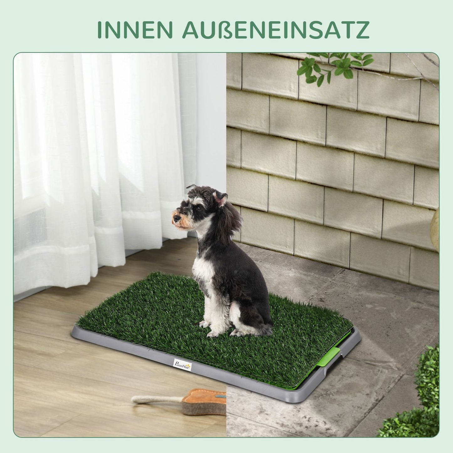 Dog potty training tray with 2 grass mats, 67 x 41 cm