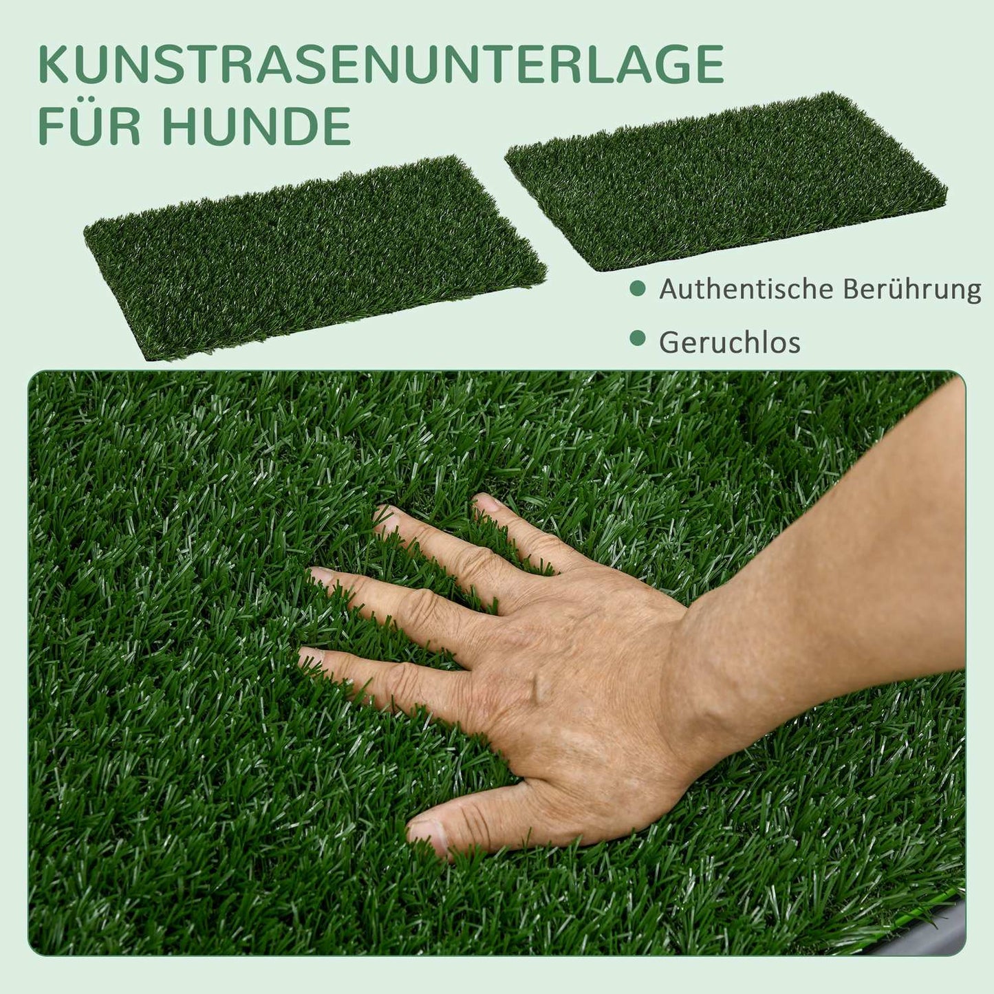 Dog potty training tray with 2 grass mats, 67 x 41 cm