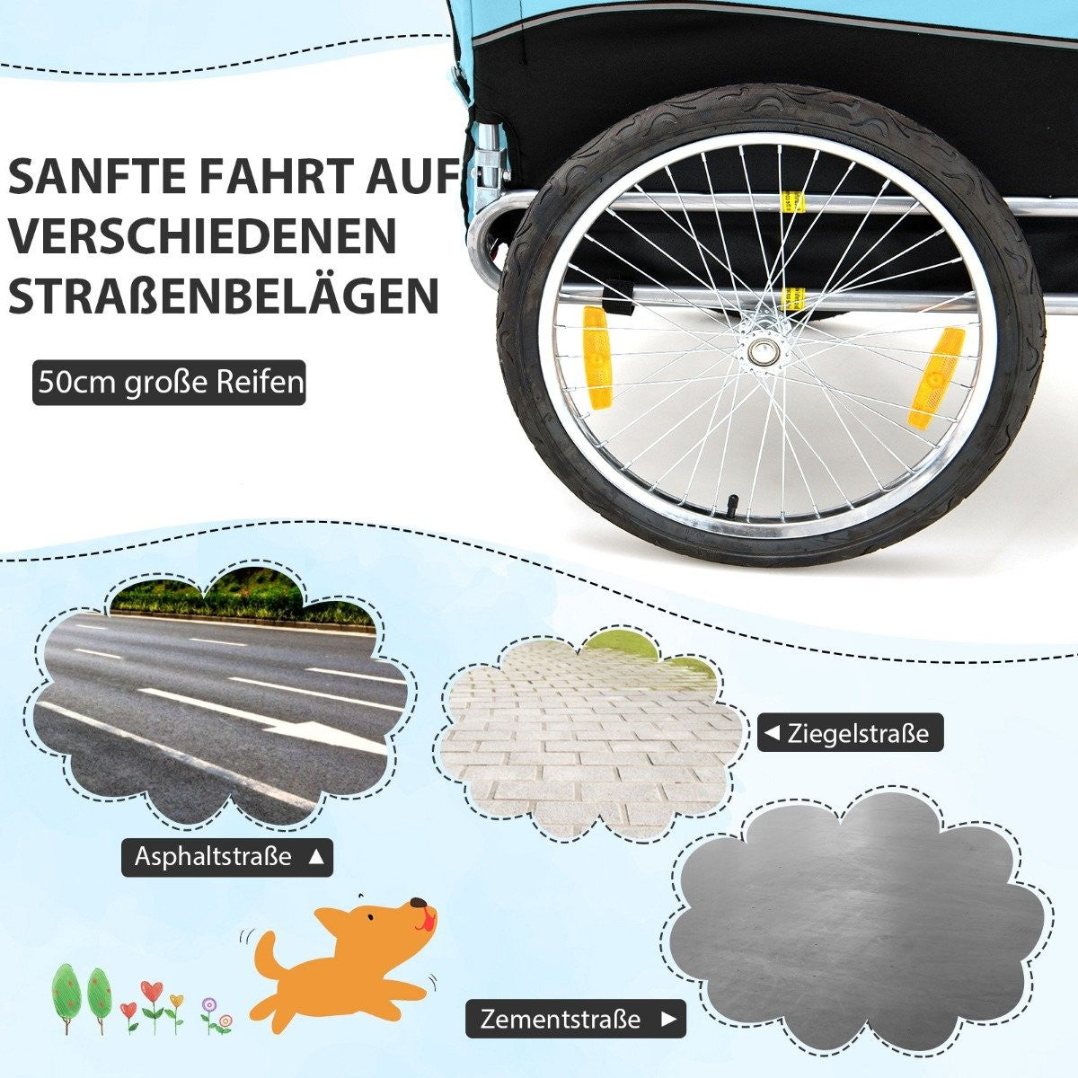 Dog trailer for bicycle Pet trailer for bicycle 40 kg load capacity blue