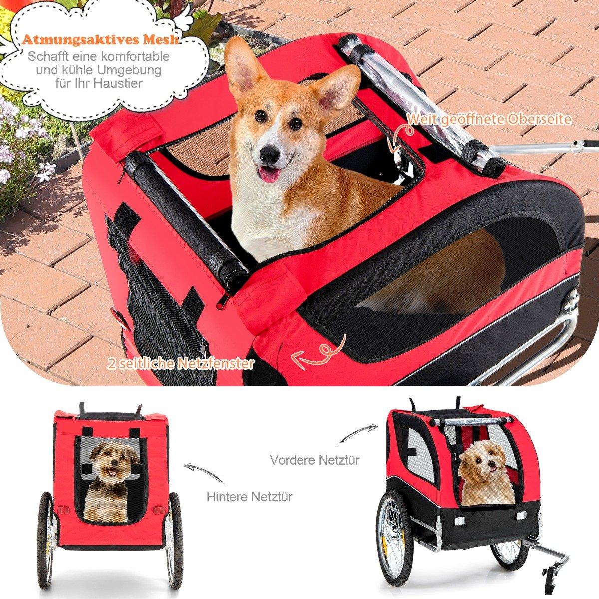 Dog trailer for bicycle Pet trailer for bicycle 40 kg load capacity red