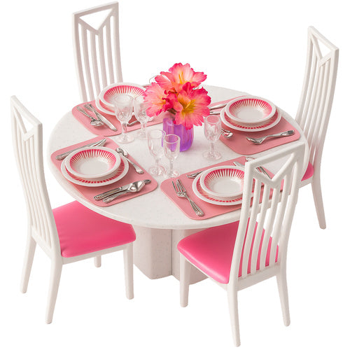 Dollhouse Dining Set with Table, Chairs, Tableware – 43 pcs