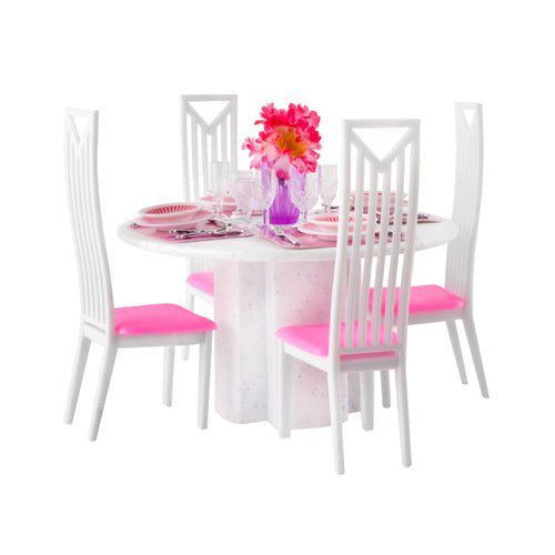 Dollhouse Dining Set with Table, Chairs, Tableware – 43 pcs