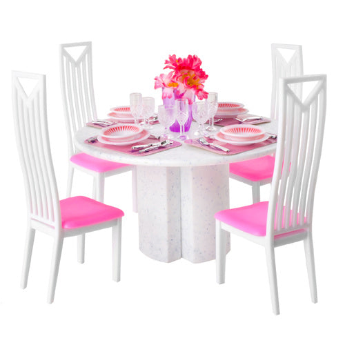 Dollhouse Dining Set with Table, Chairs, Tableware – 43 pcs