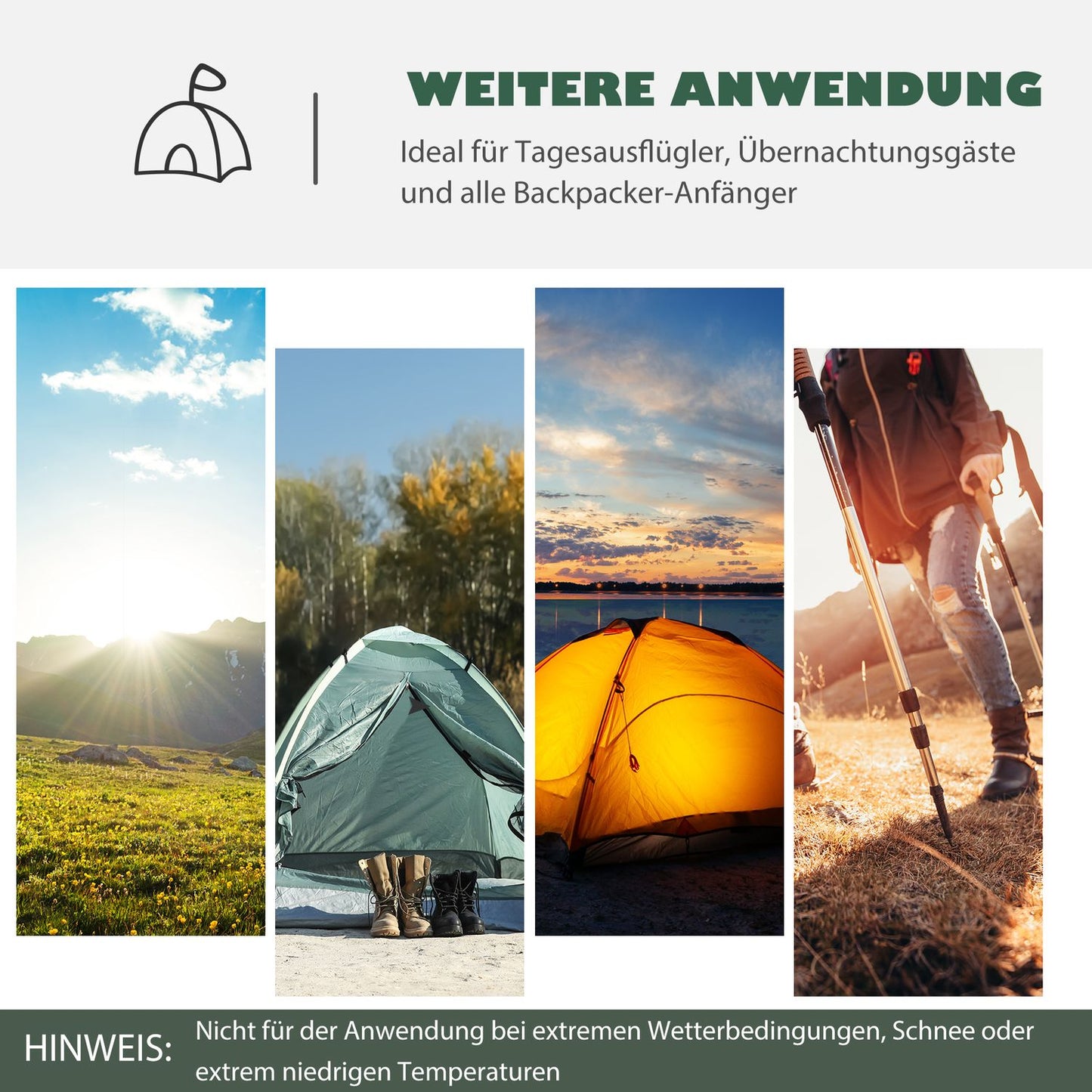 Dome camping tent for 2-3 people, light, weatherproof
