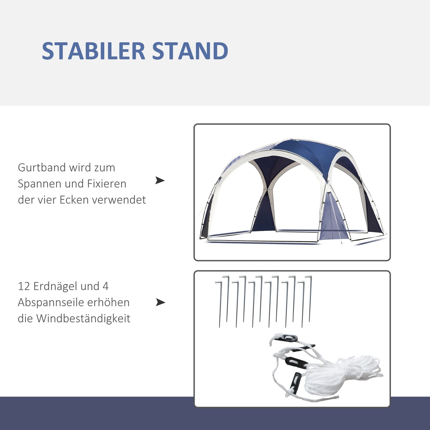 Blue Dome party tent, polyester, 6-8 people, 3.5m