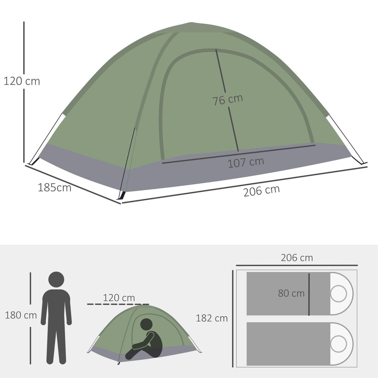 Lightweight 2-person dome tent - waterproof and stable