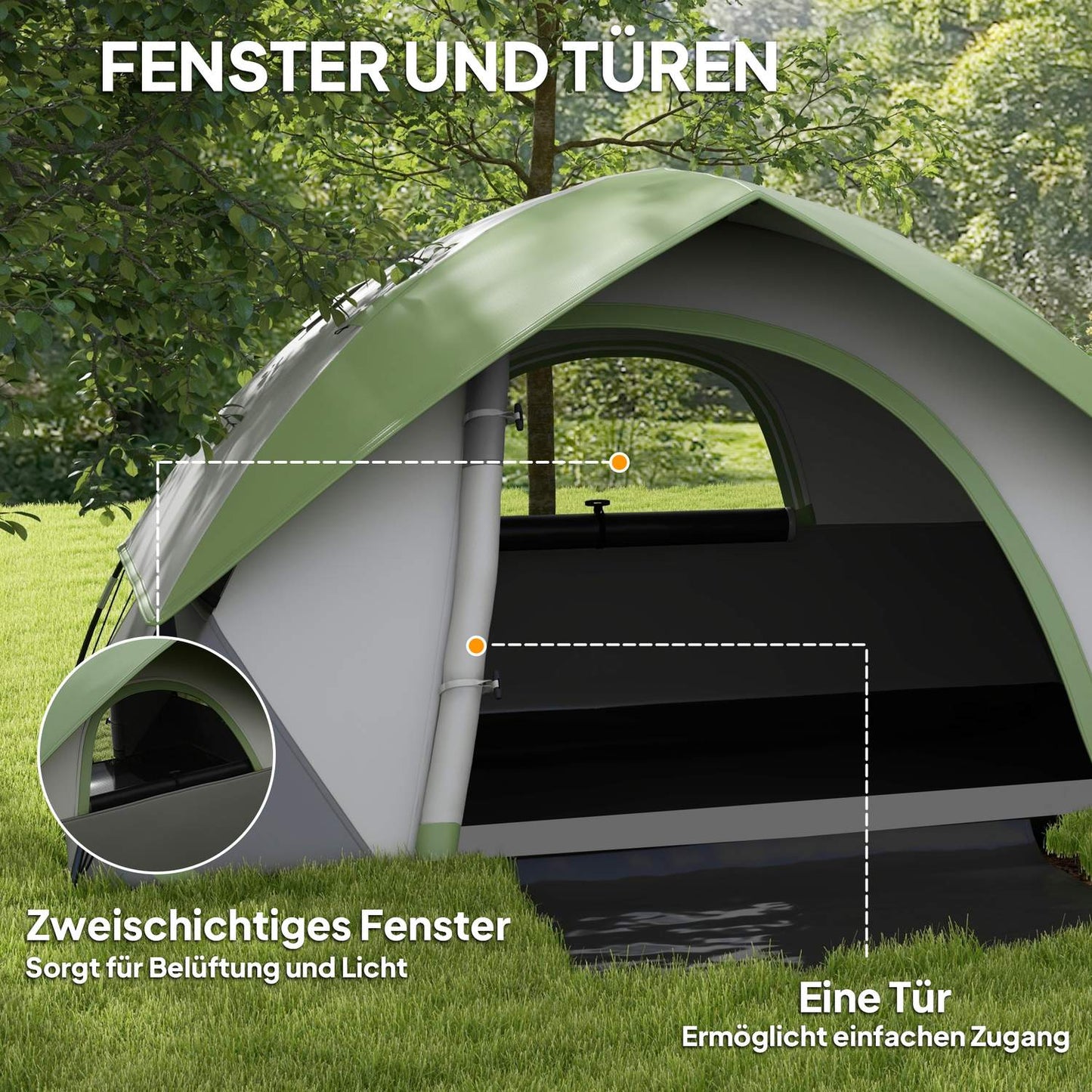 Waterproof dome tent for 2 people - light and stable