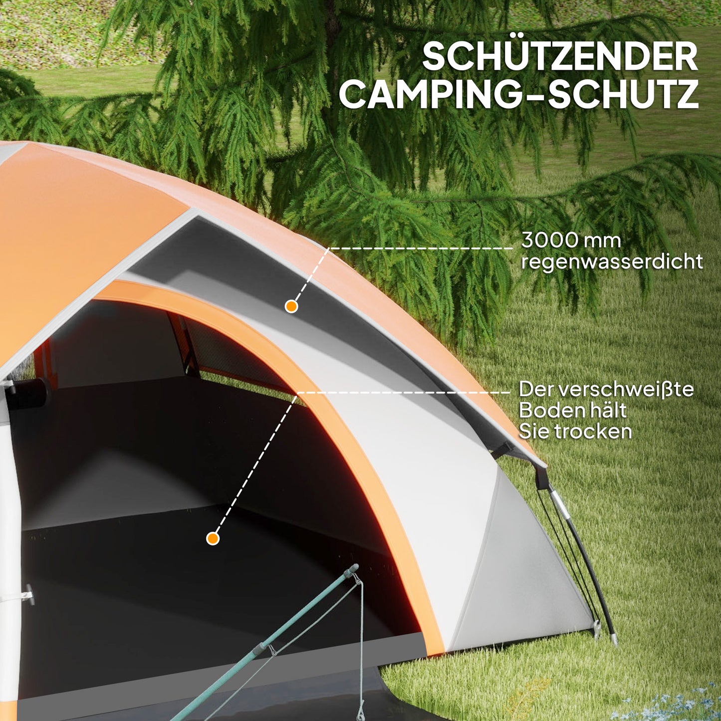 Waterproof dome tent for 2 people, light and stable