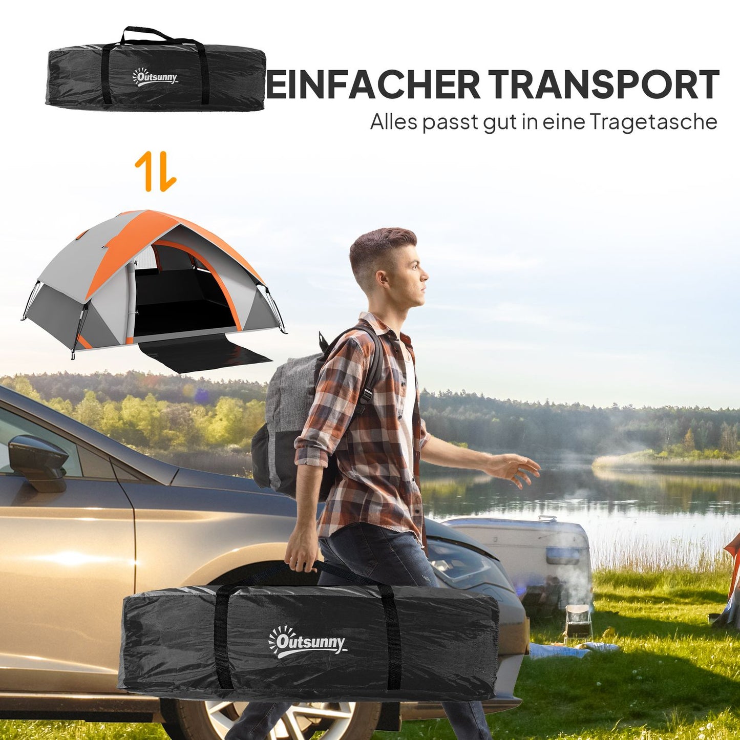 Waterproof dome tent for 2 people, light and stable