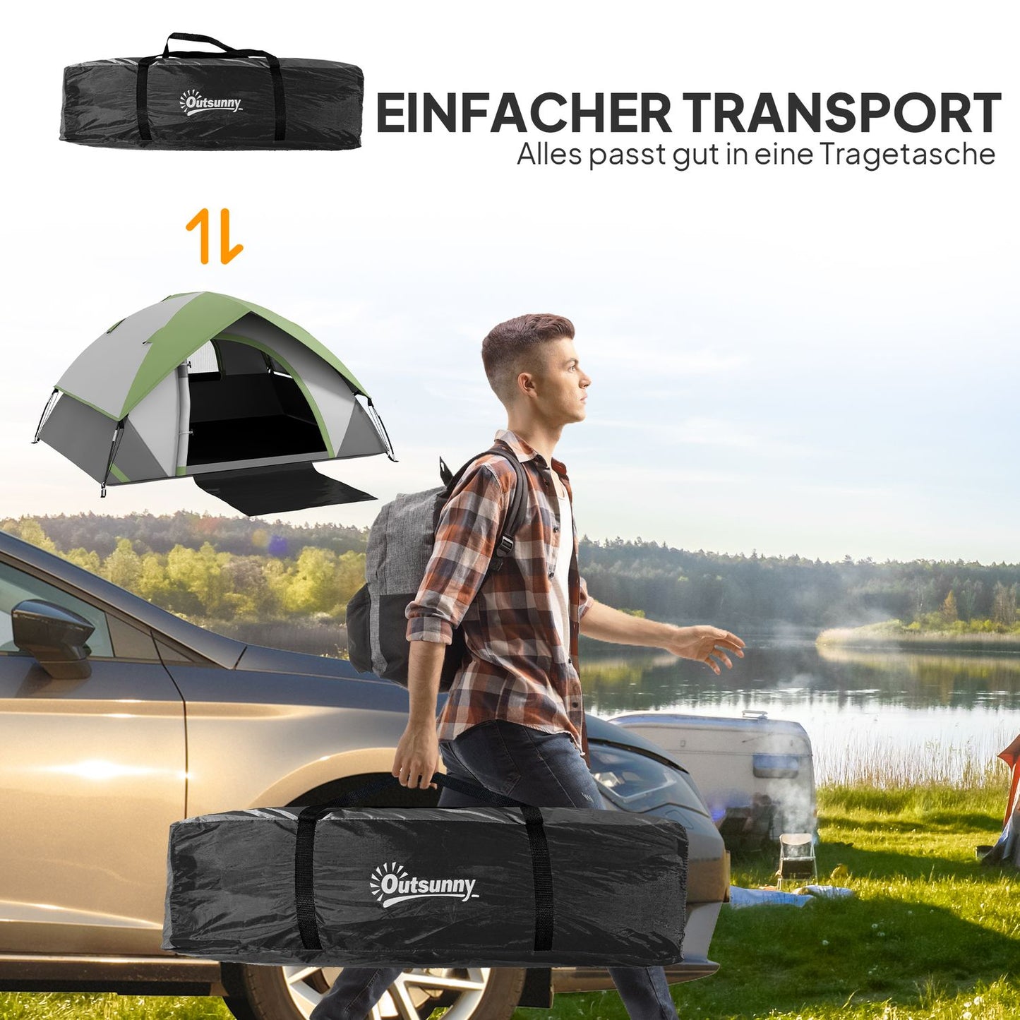 Waterproof dome tent for 2 people - light and stable