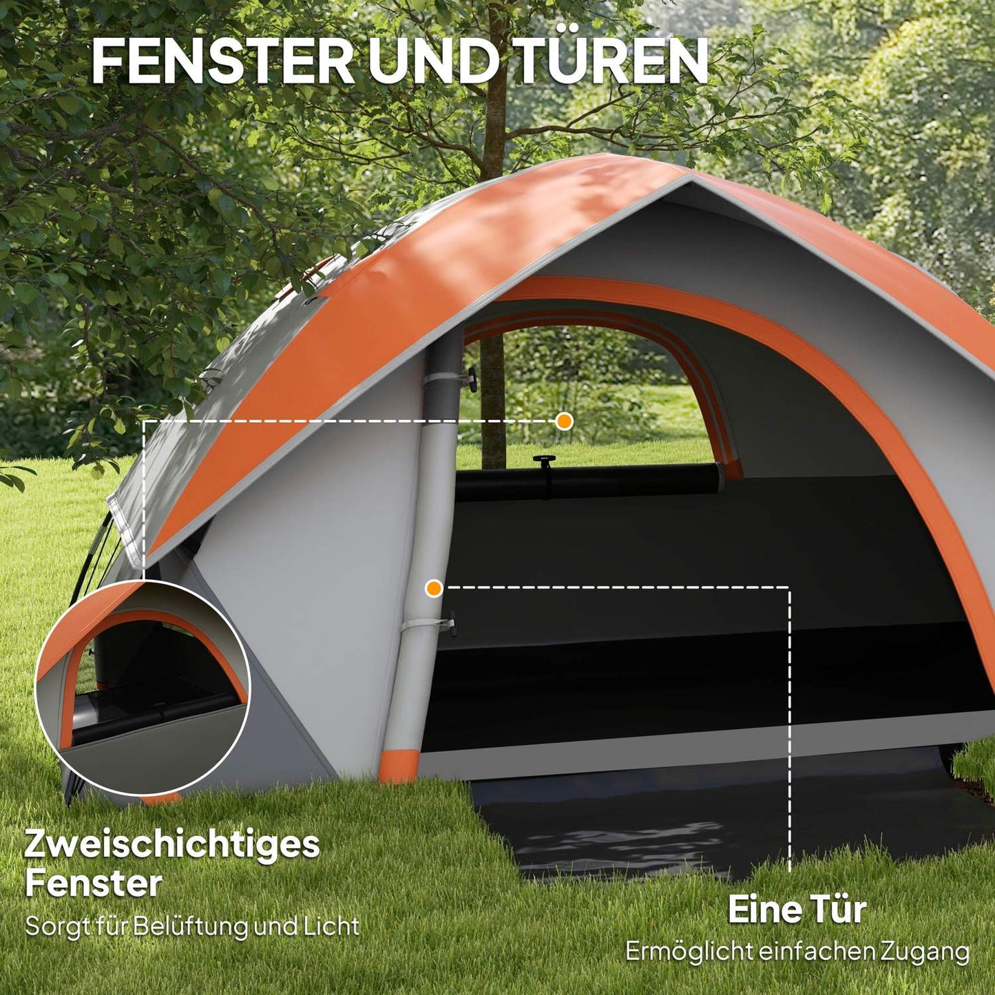Waterproof dome tent for 2 people, light and stable