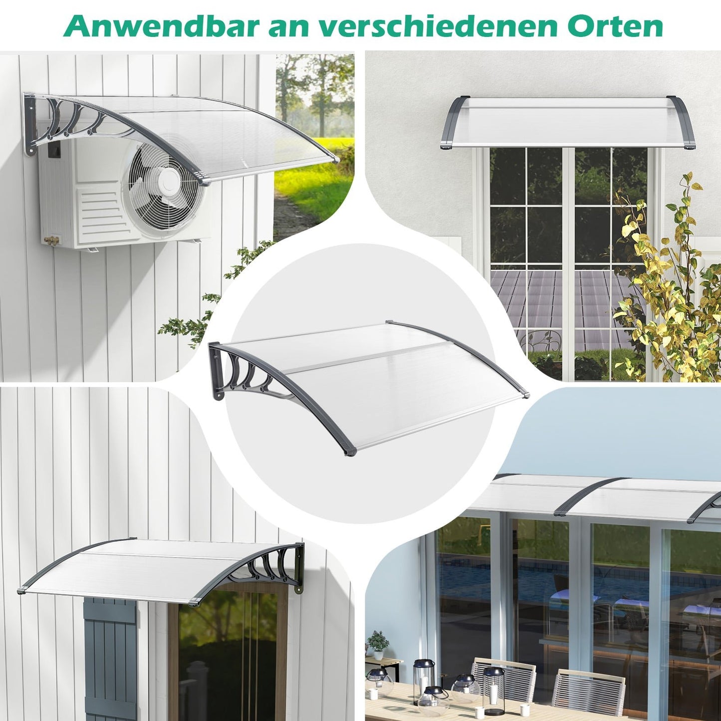 Door Canopy 122x99 cm – Grey/Silver, Weather Resistant