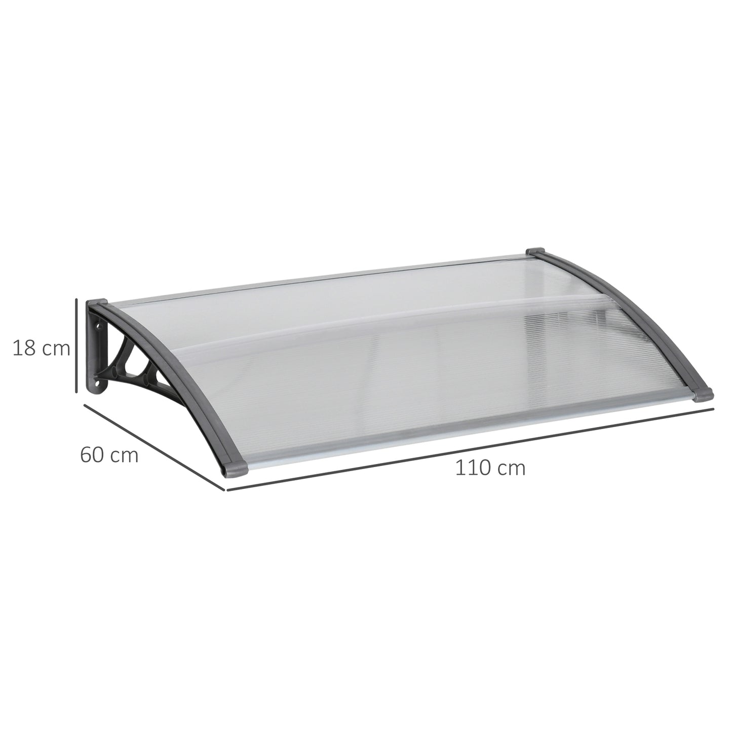 Door Canopy – Polycarbonate, Aluminum, 110x60 cm, Gray