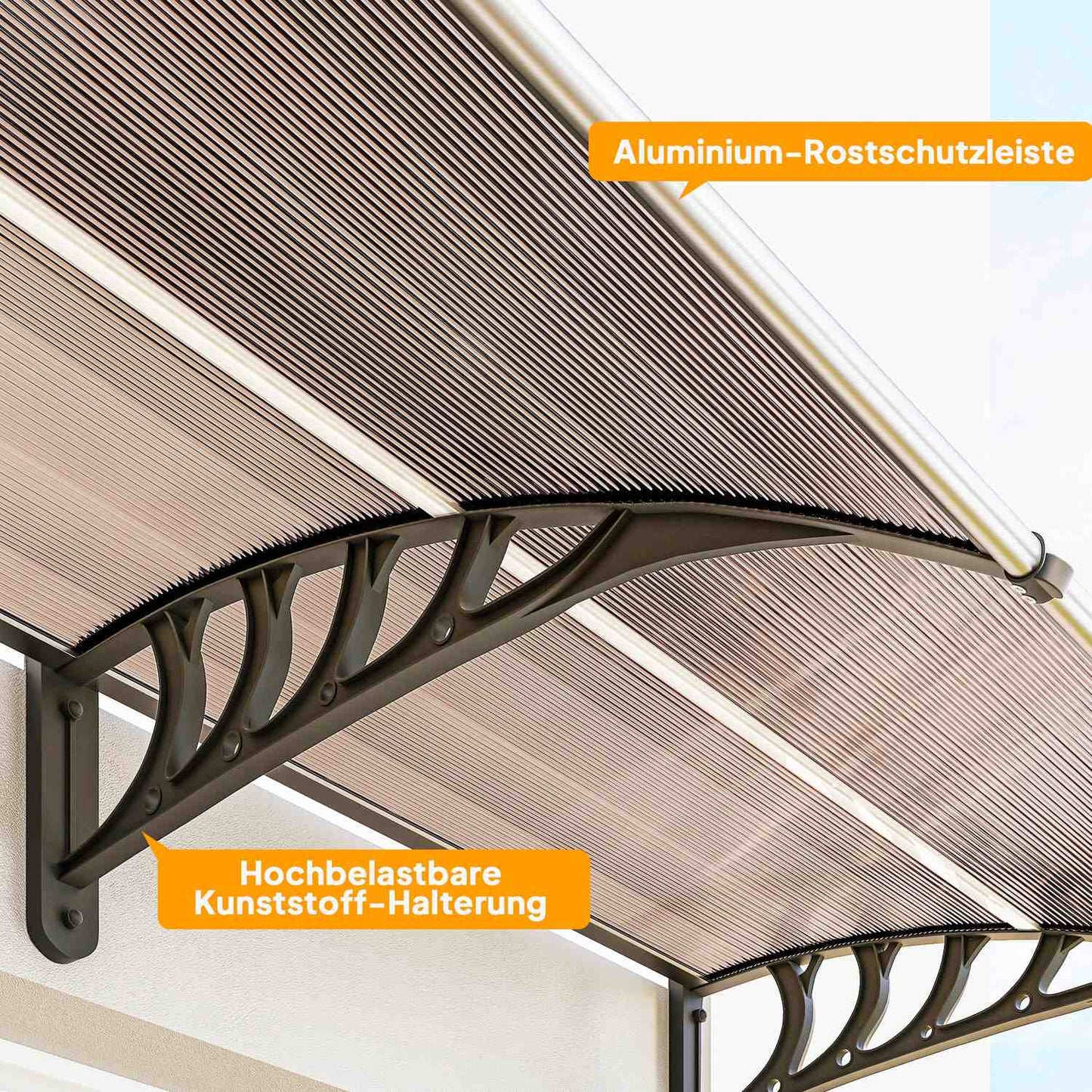 Door Canopy, Weatherproof, Brown, 303x96x27 cm, Aluminum
