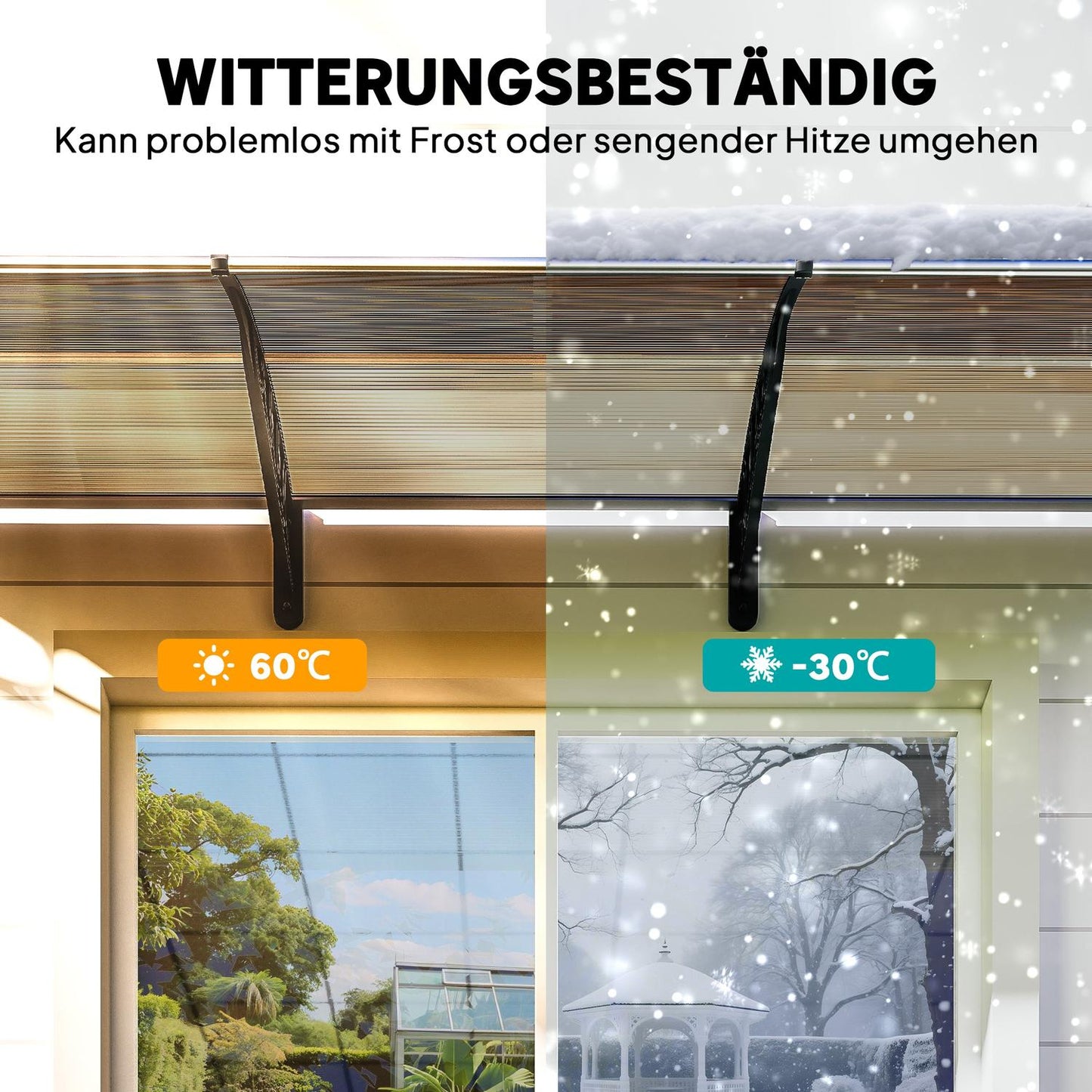 Door Canopy, Weatherproof, Brown, 303x96x27 cm, Aluminum