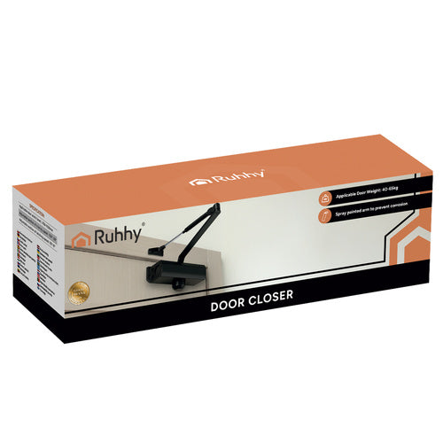 Door Closer Black, 40-65kg, Adjustable Speed