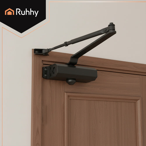 Door Closer Black, 40-65kg, Adjustable Speed