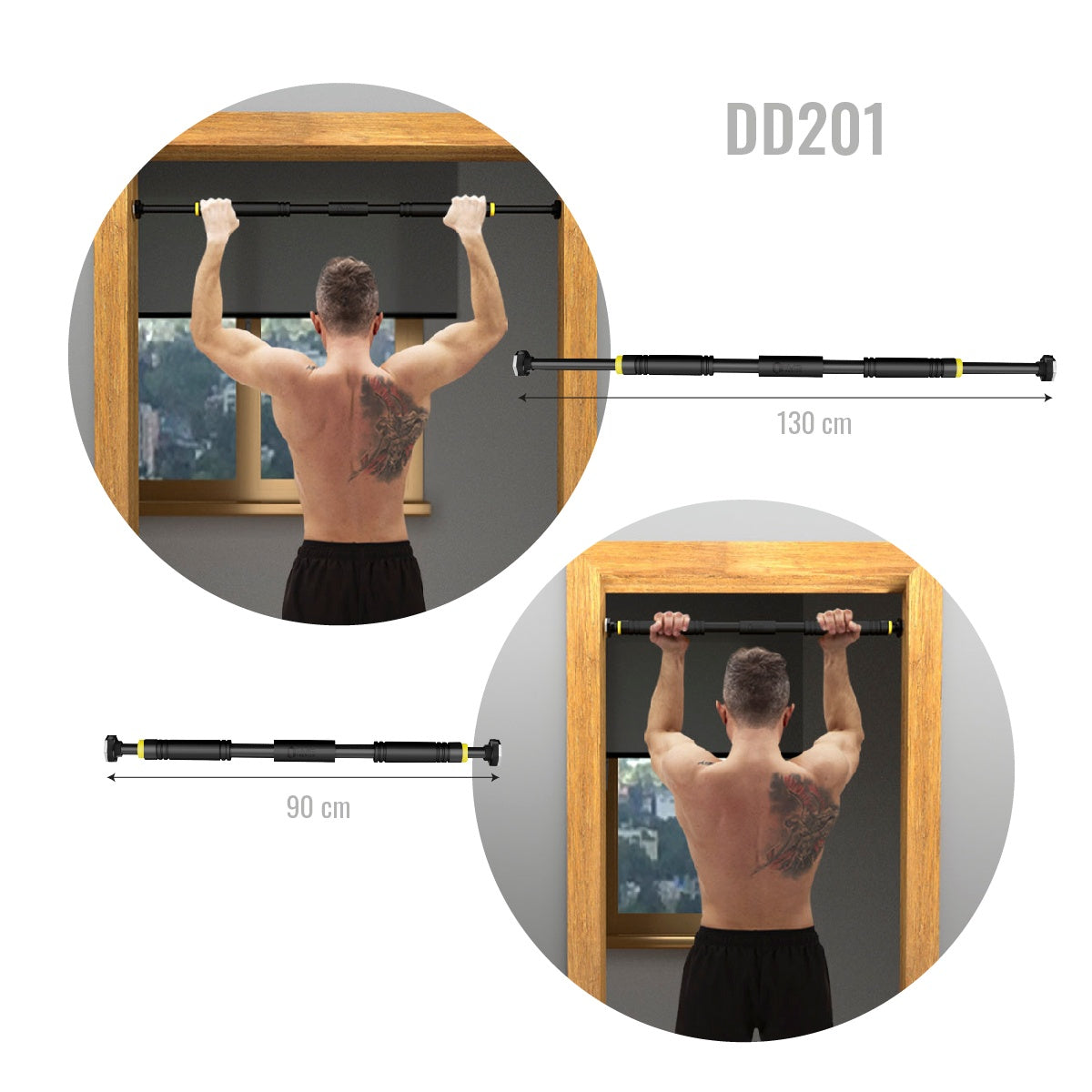 Door Gym Bar, Adjustable 90-130 cm, Home Workout Equipment