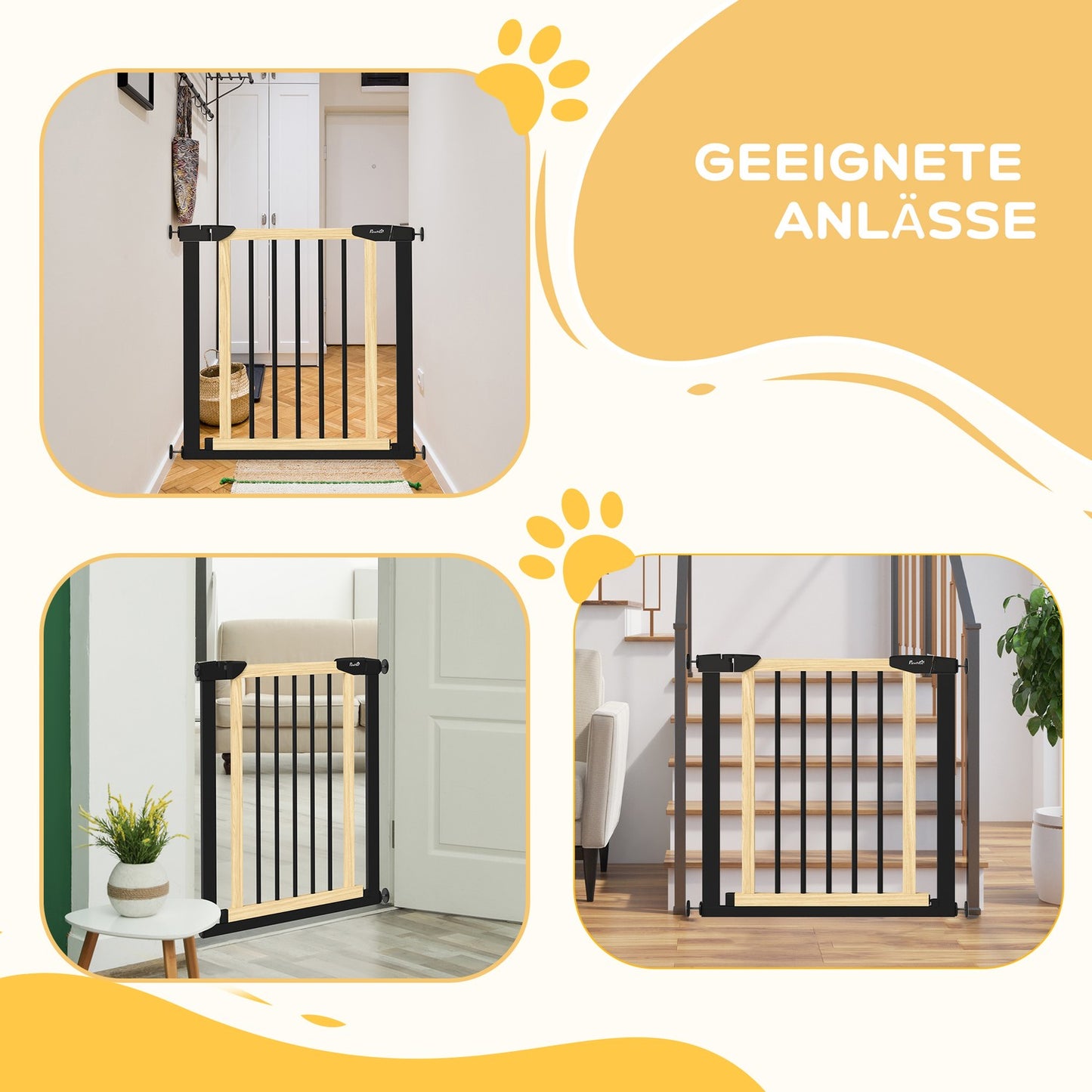Dog gate with automatic closing door, 75-82 cm, no drill
