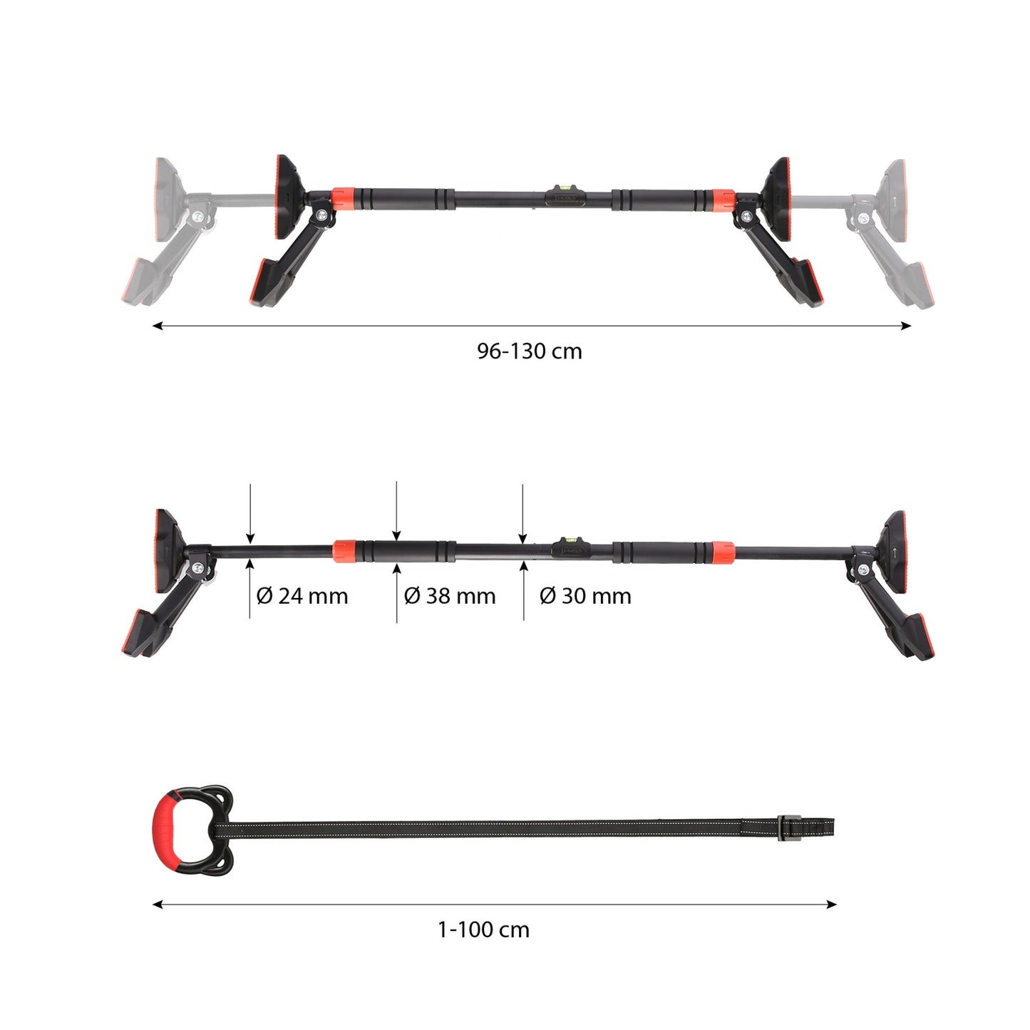 Door Pull-Up Bar with Rings, Adjustable Fitness Equipment