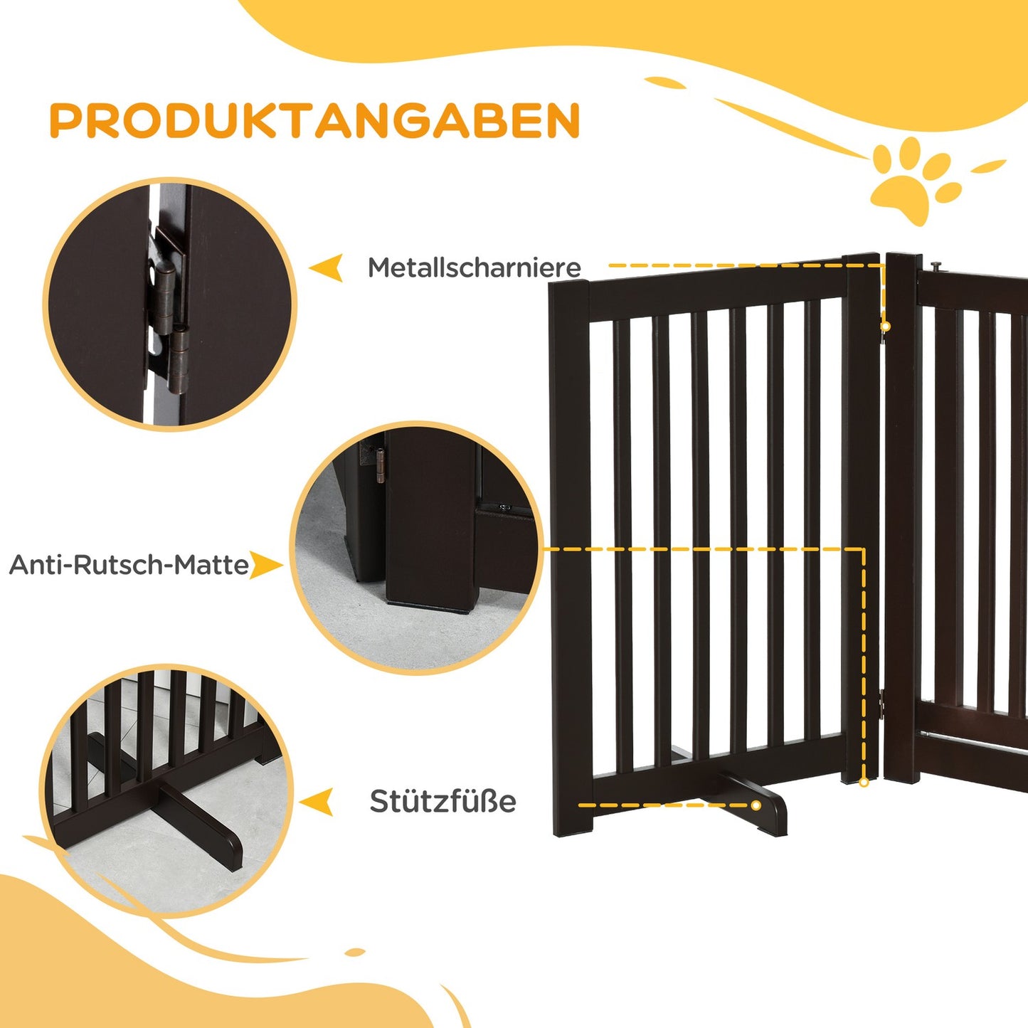 Adjustable wooden dog gate, freestanding and foldable
