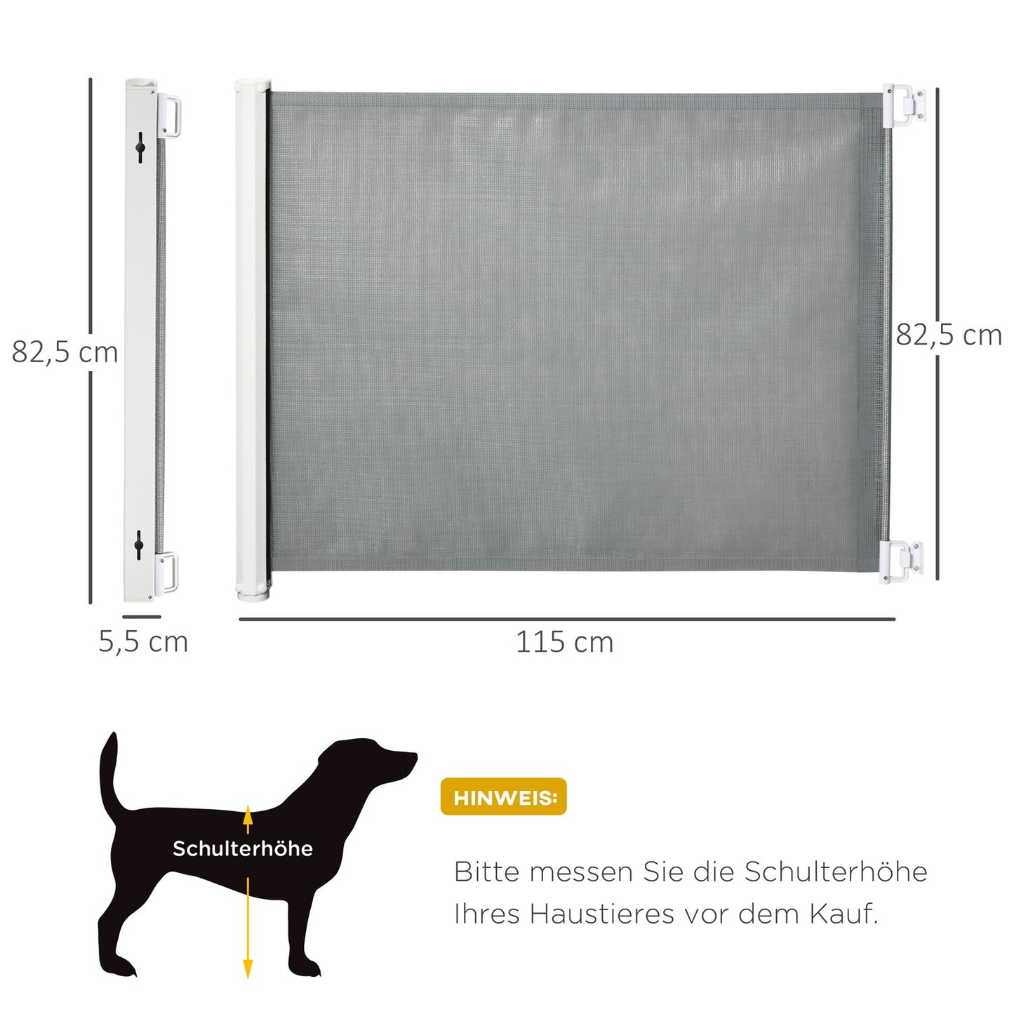 Retractable door safety gate for dogs, 115x82.5cm Barrier