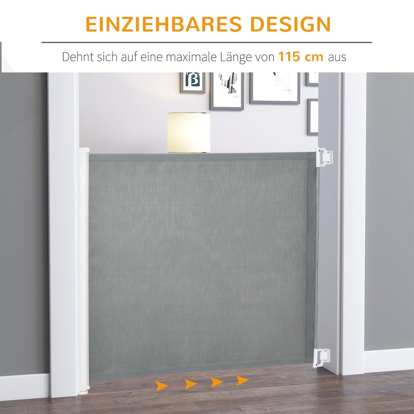 Retractable door safety gate for dogs, 115x82.5cm Barrier