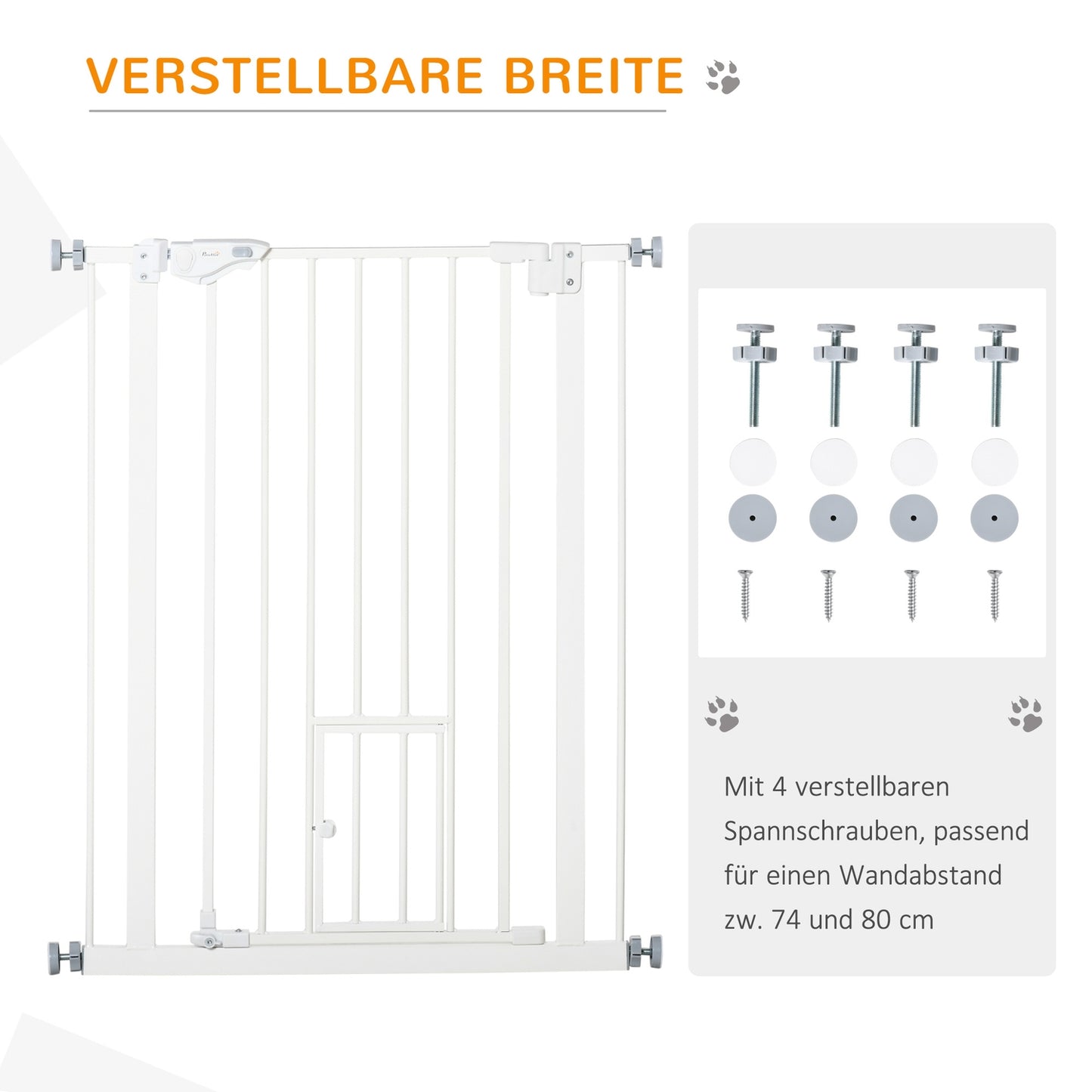 Gate for dogs and babies - no drill, automatic closing, 74-80 cm