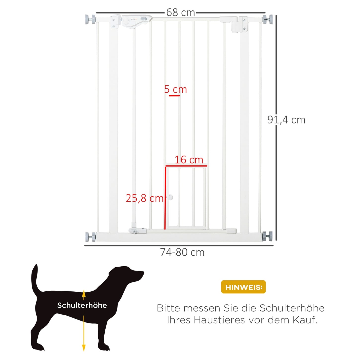 Gate for dogs and babies - no drill, automatic closing, 74-80 cm
