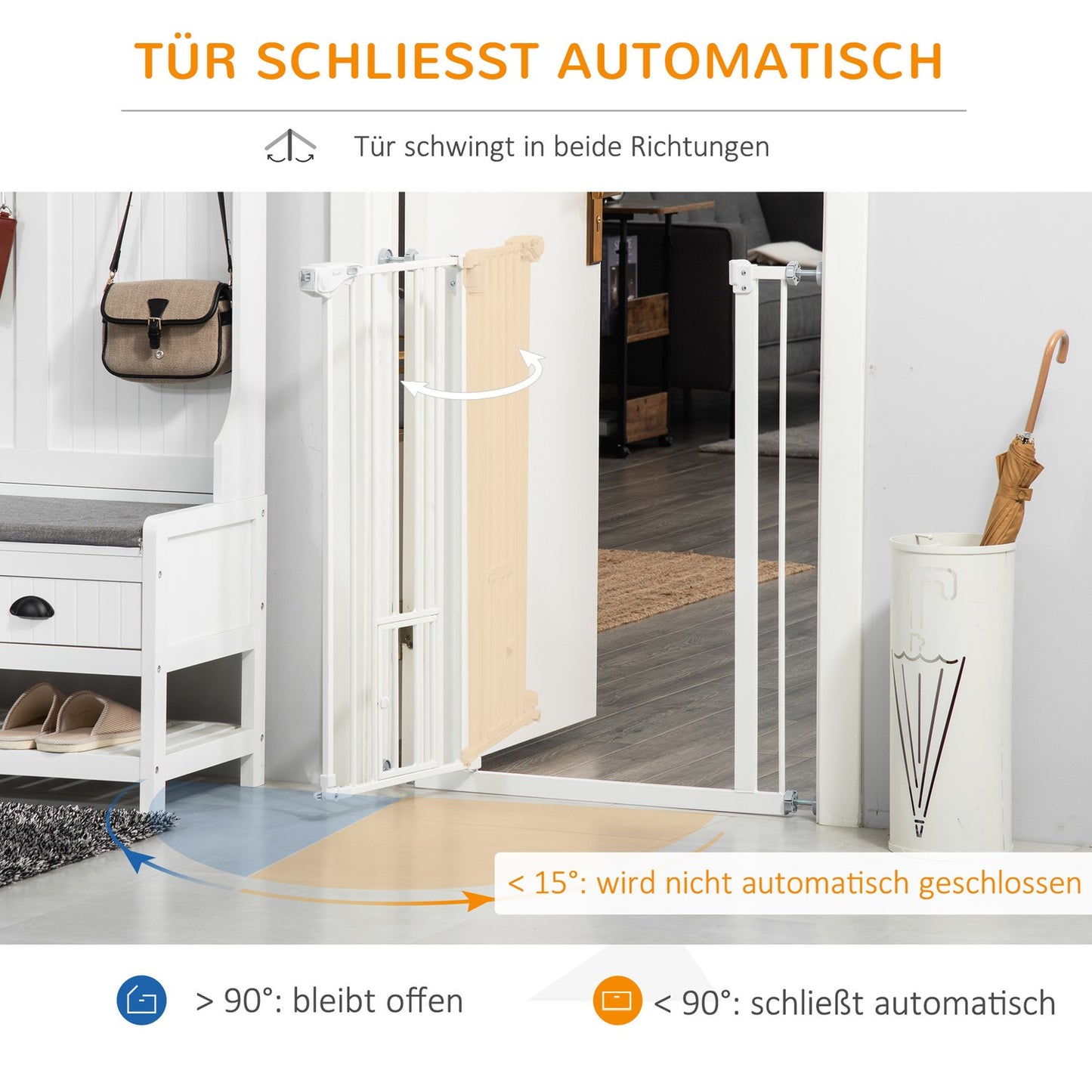 Gate for dogs and babies - no drill, automatic closing, 74-80 cm