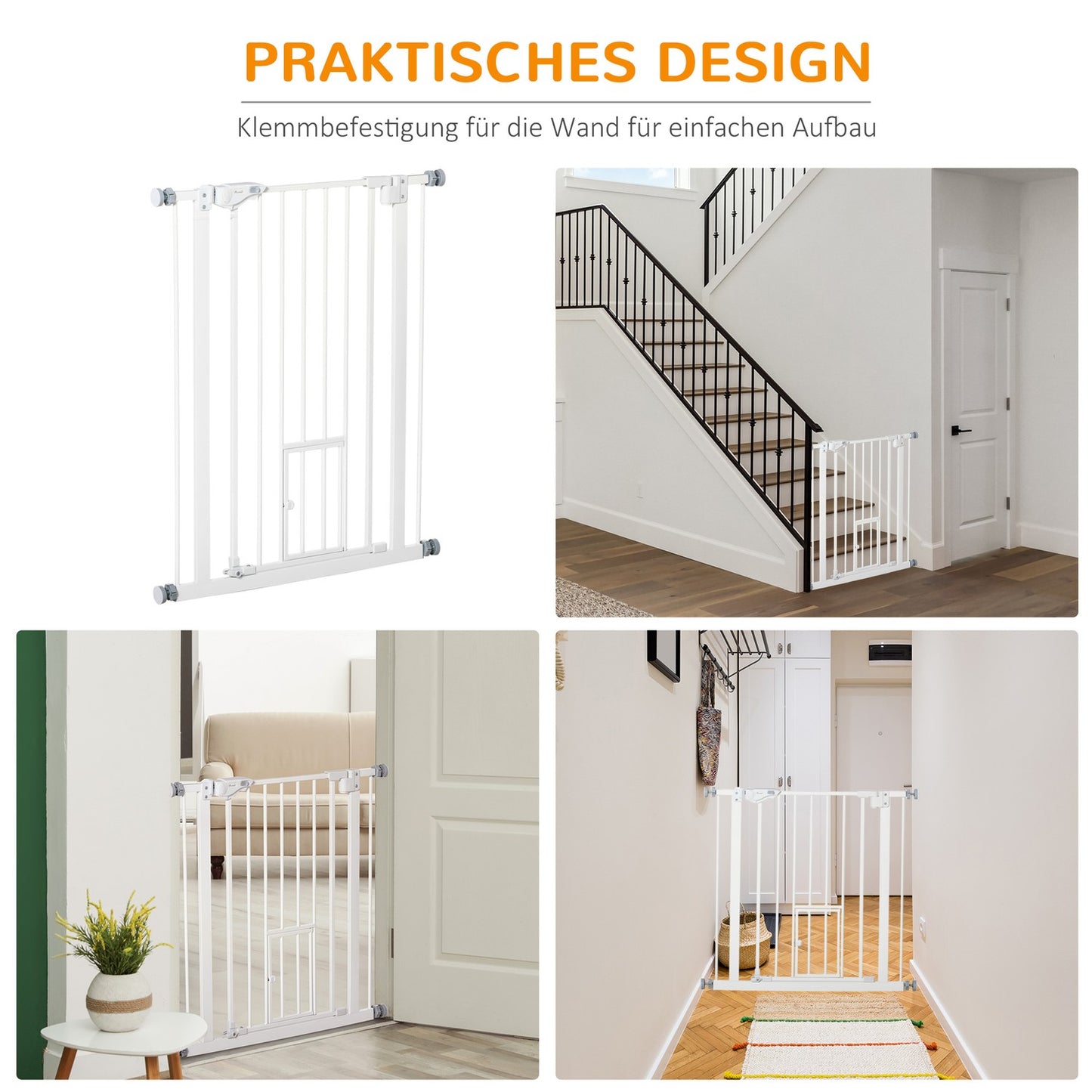 Gate for dogs and babies - no drill, automatic closing, 74-80 cm