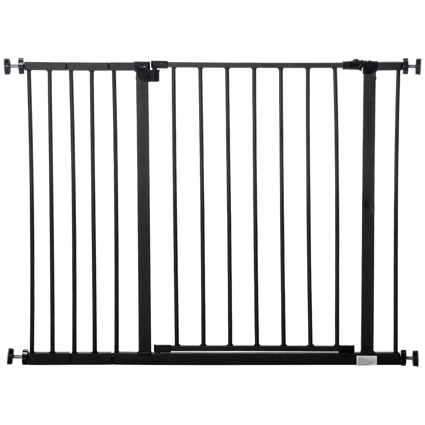 Pet Dog Gate - Black Steel, No-Drill, 76-107x76cm