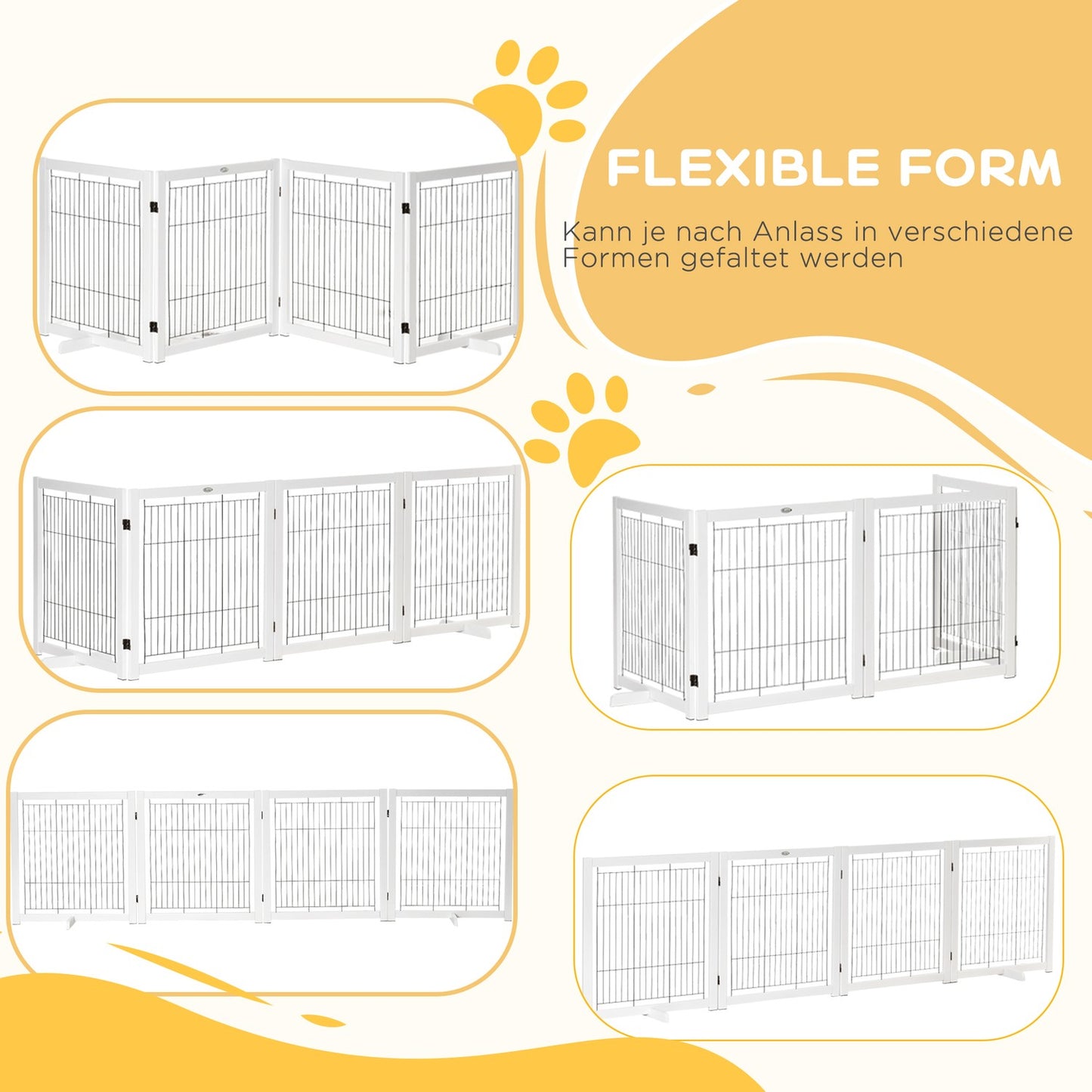 Dog gate - Wooden, folding, two-way, 305 x 35.5 x 82 cm