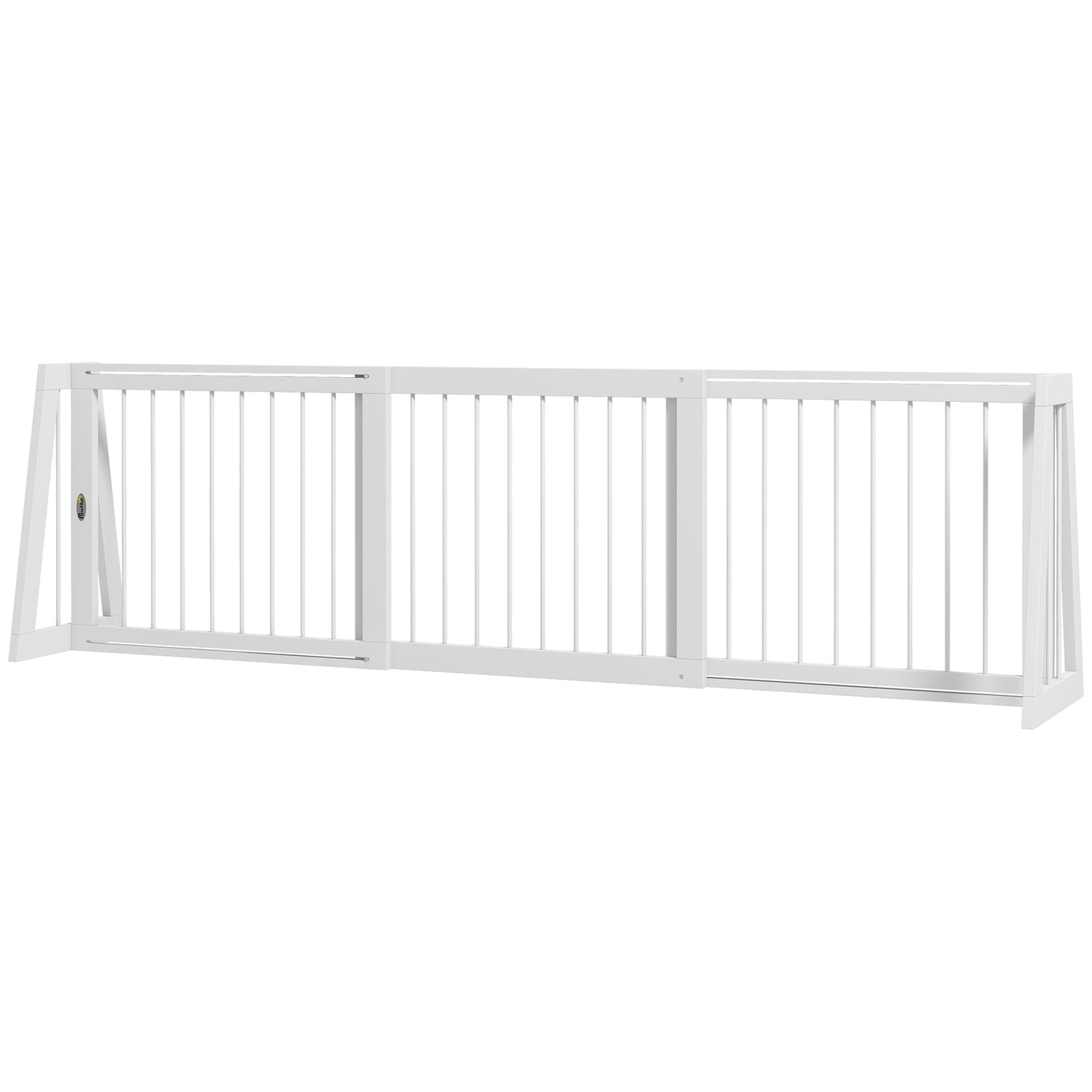 Retractable wooden dog gate, 3 panels, white, 71-190 cm