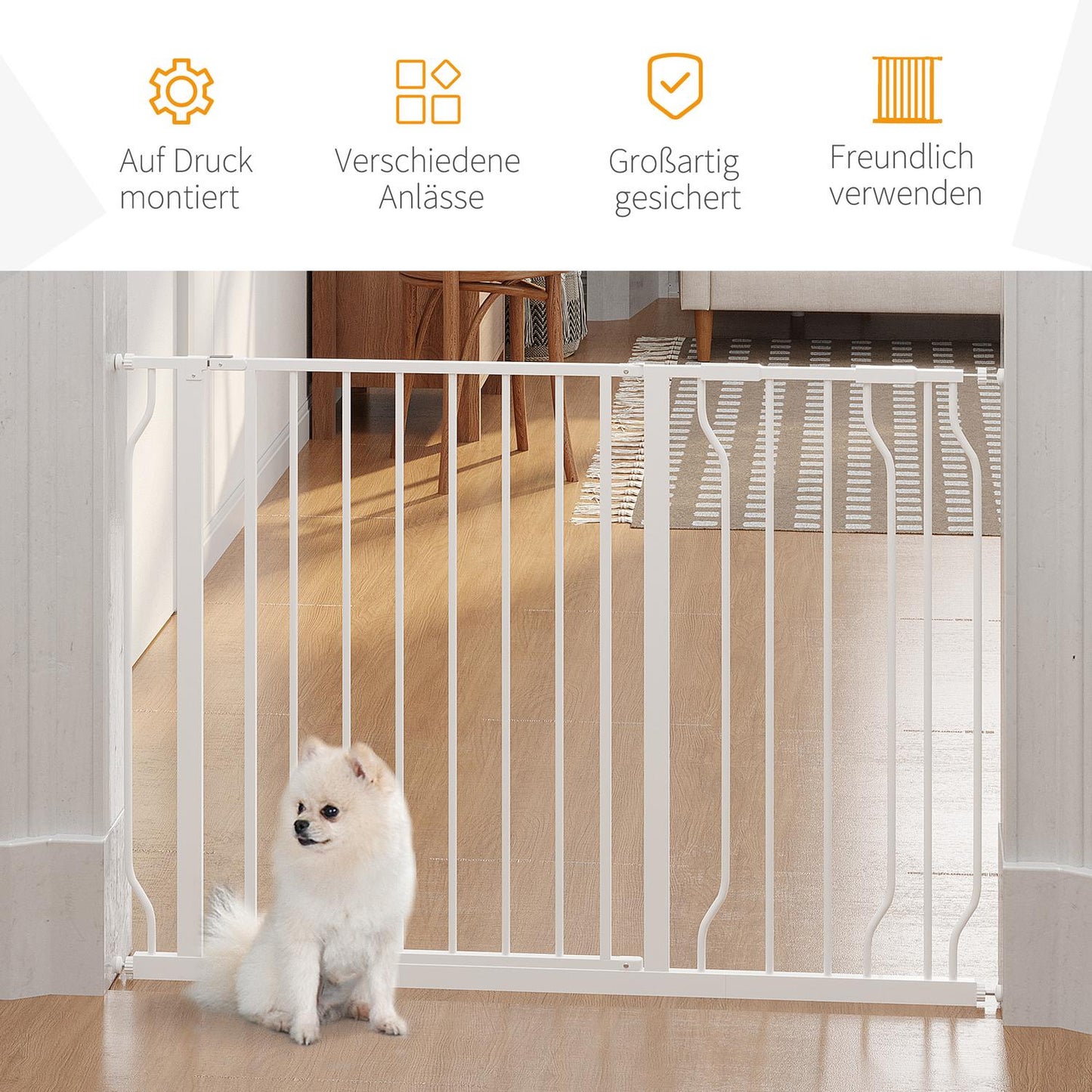 Adjustable dog and baby gate - No-Drill, Black, 75-115 cm