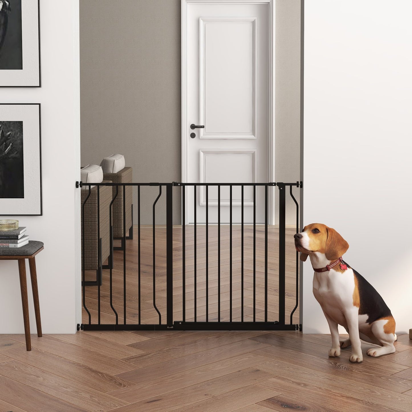 Adjustable Dog Gate, No Drilling, Two Way Opening, Black