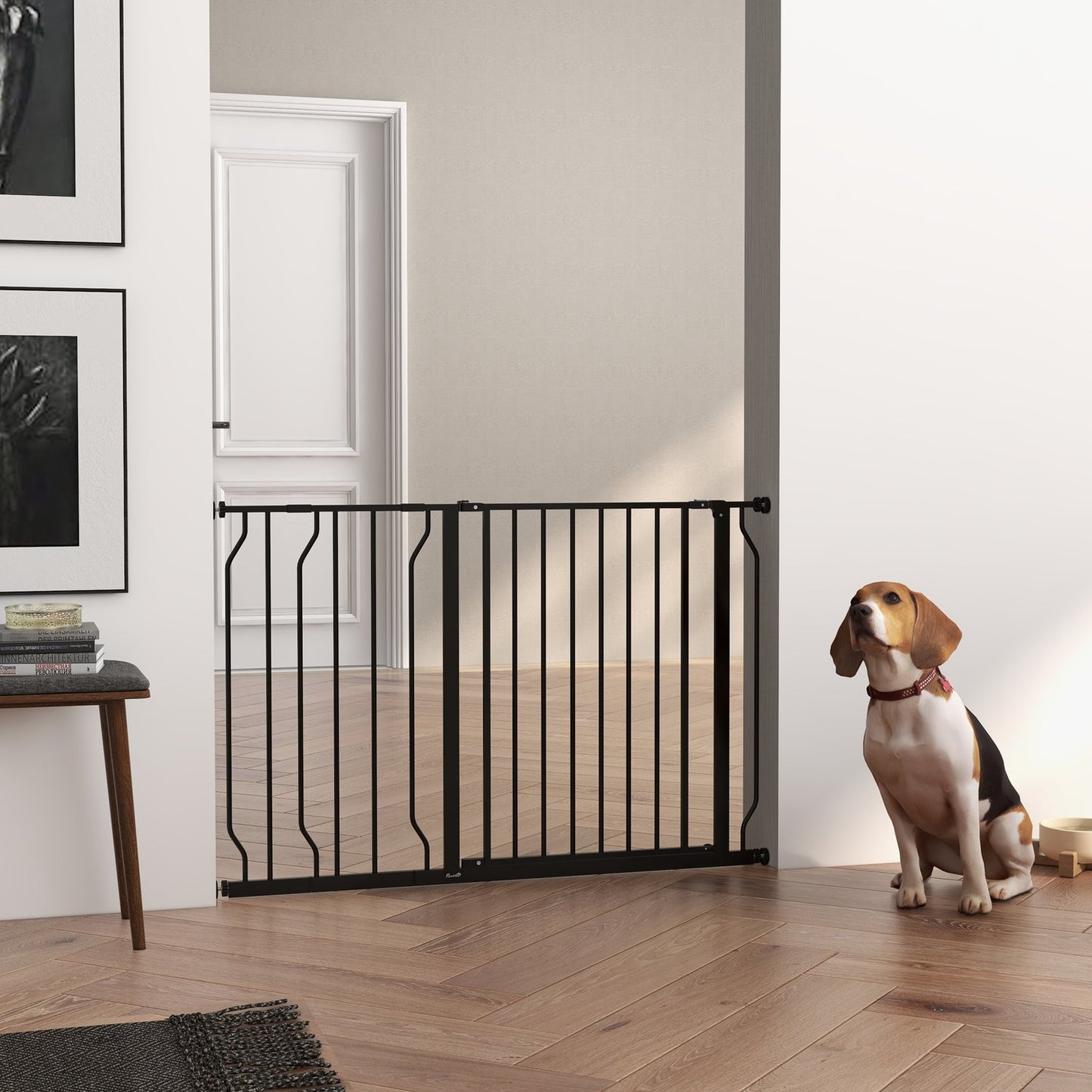 Adjustable Dog Gate, No Drilling, Two Way Opening, Black