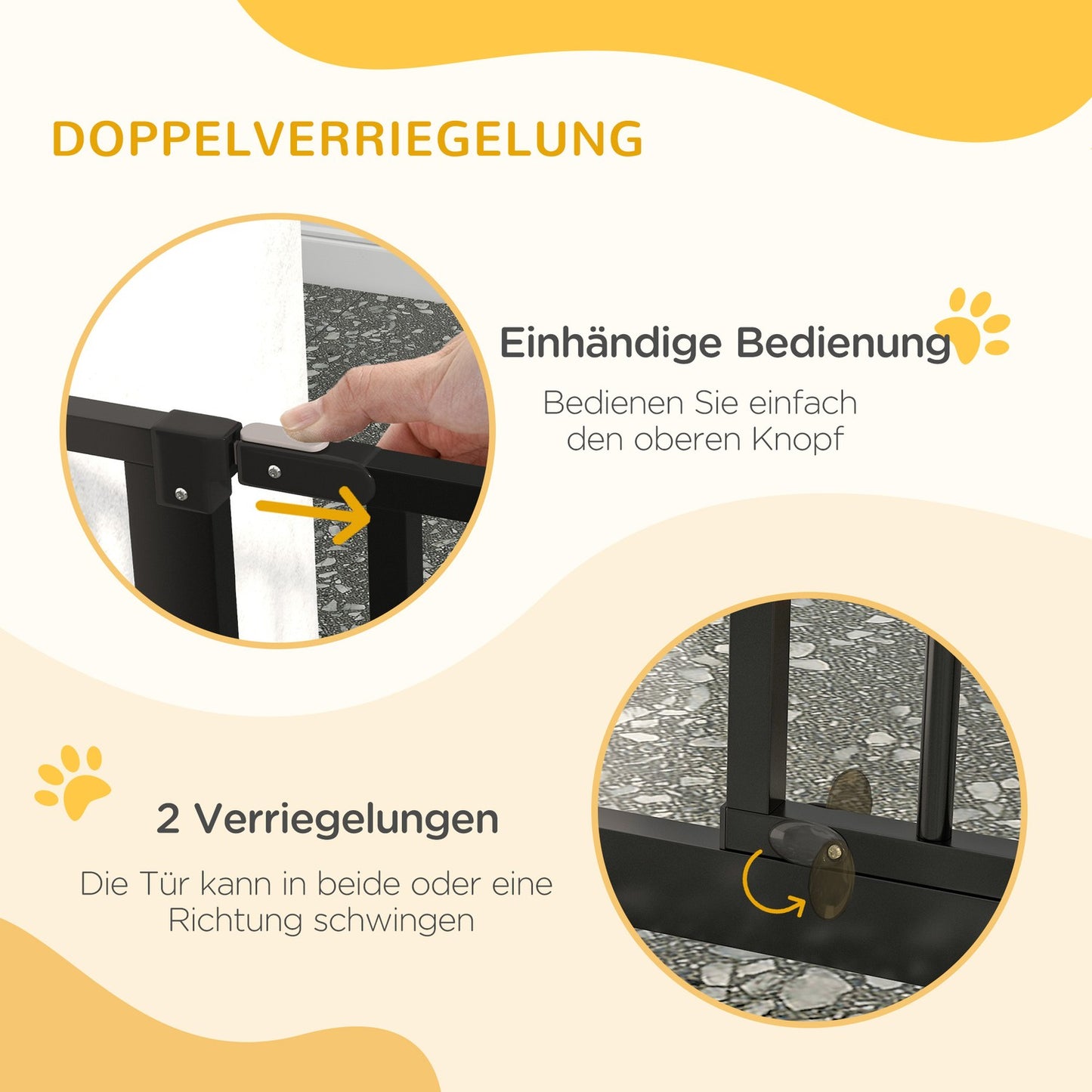 Adjustable Dog Gate, No Drilling, Two Way Opening, Black