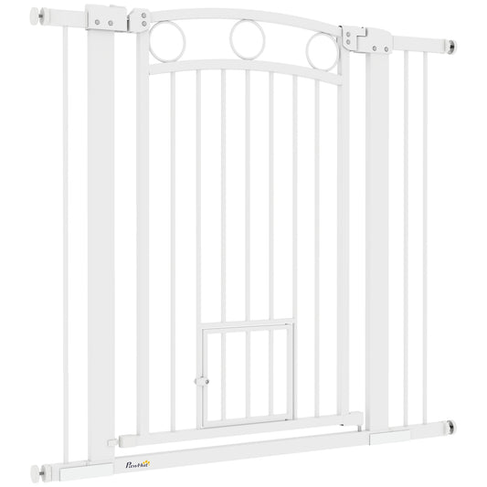 Dog protection gate with cat door, Adjustable 76-104 cm, Drill-free steel