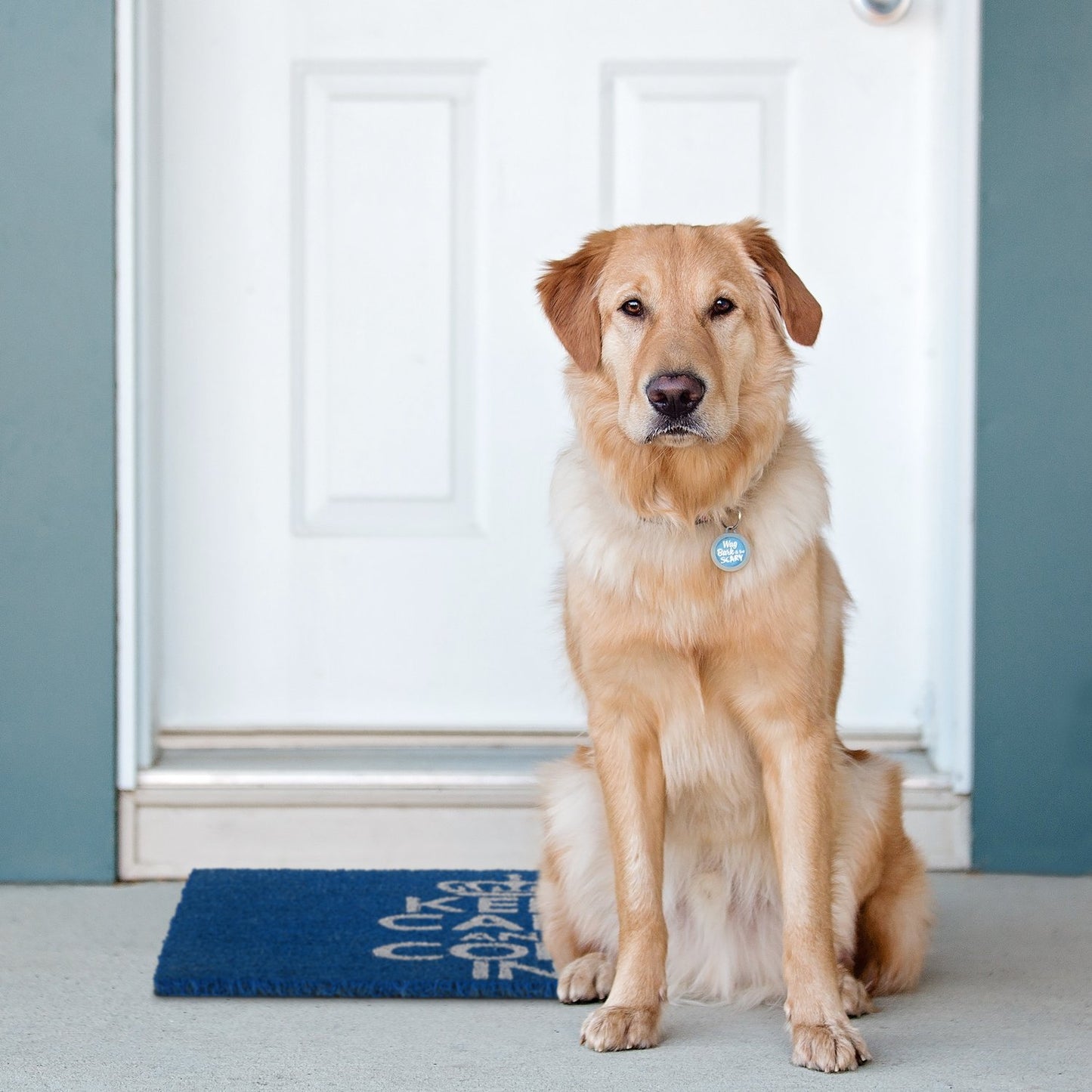 Doormat "Keep calm and come in" blue