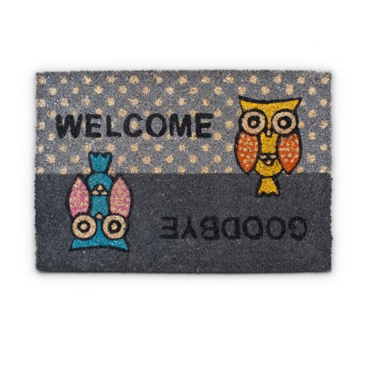 Doormat "Welcome/Goodbye" with owls