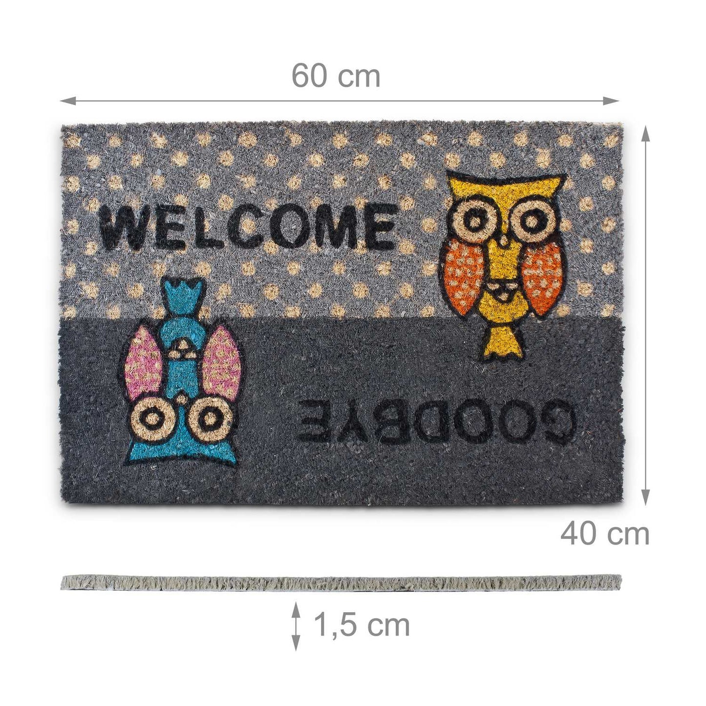 Doormat "Welcome/Goodbye" with owls