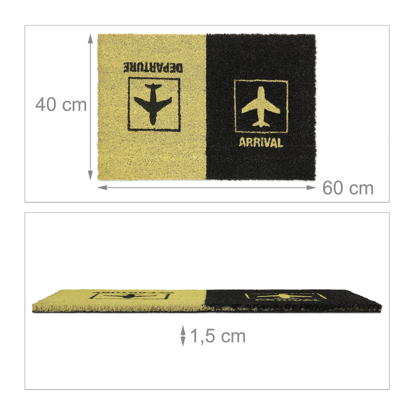 Doormat coconut fiber "Departure/Arrival"