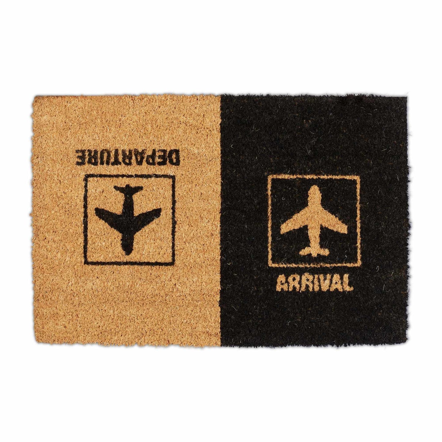 Doormat coconut fiber "Departure/Arrival"