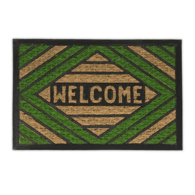 Door mat coconut fiber "Welcome" green