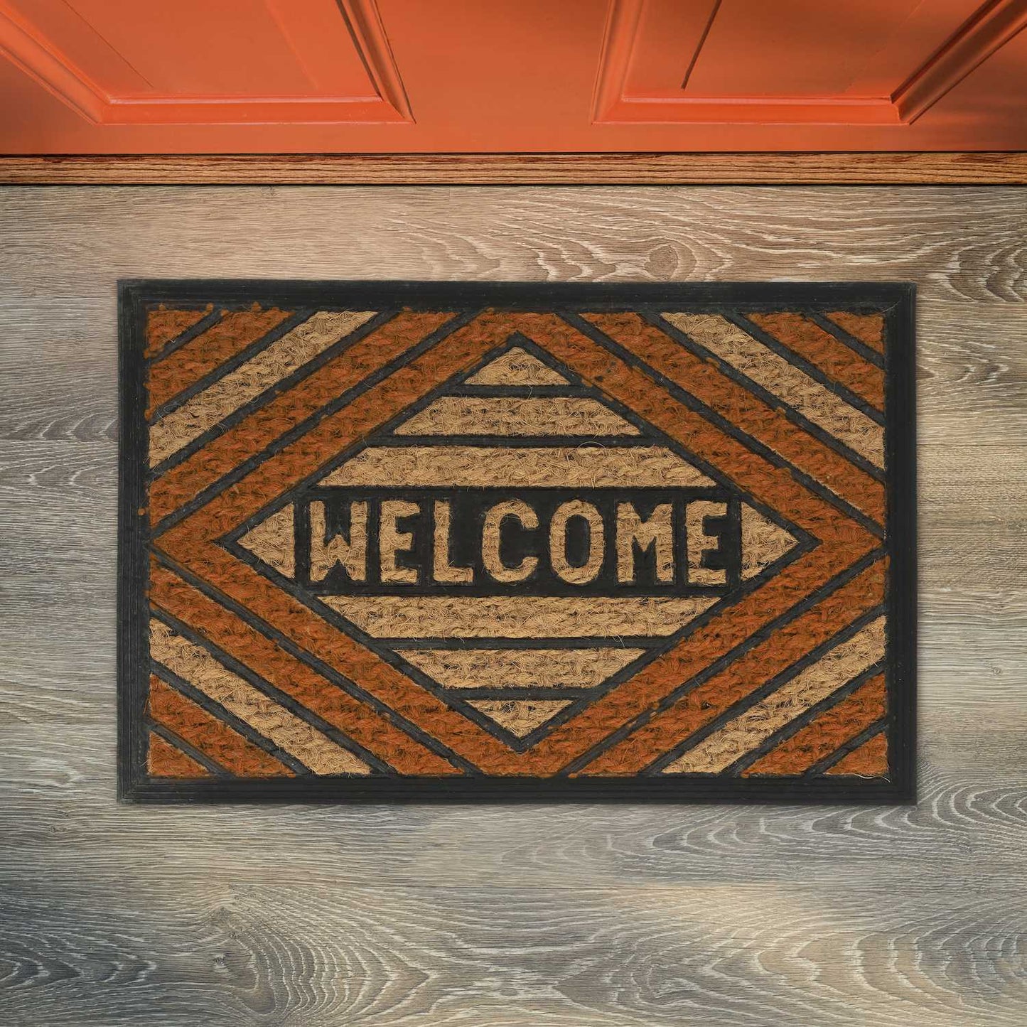 Door mat coconut fiber "Welcome" orange