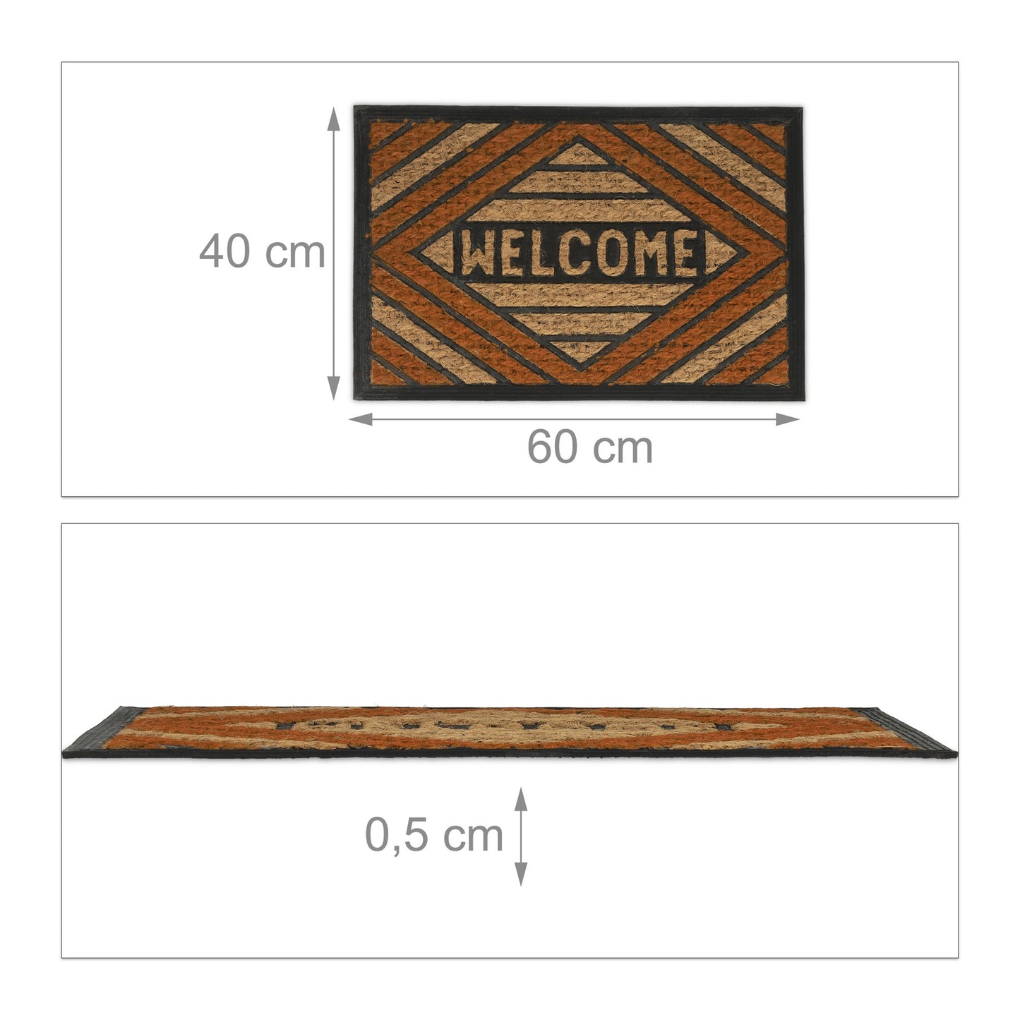 Door mat coconut fiber "Welcome" orange