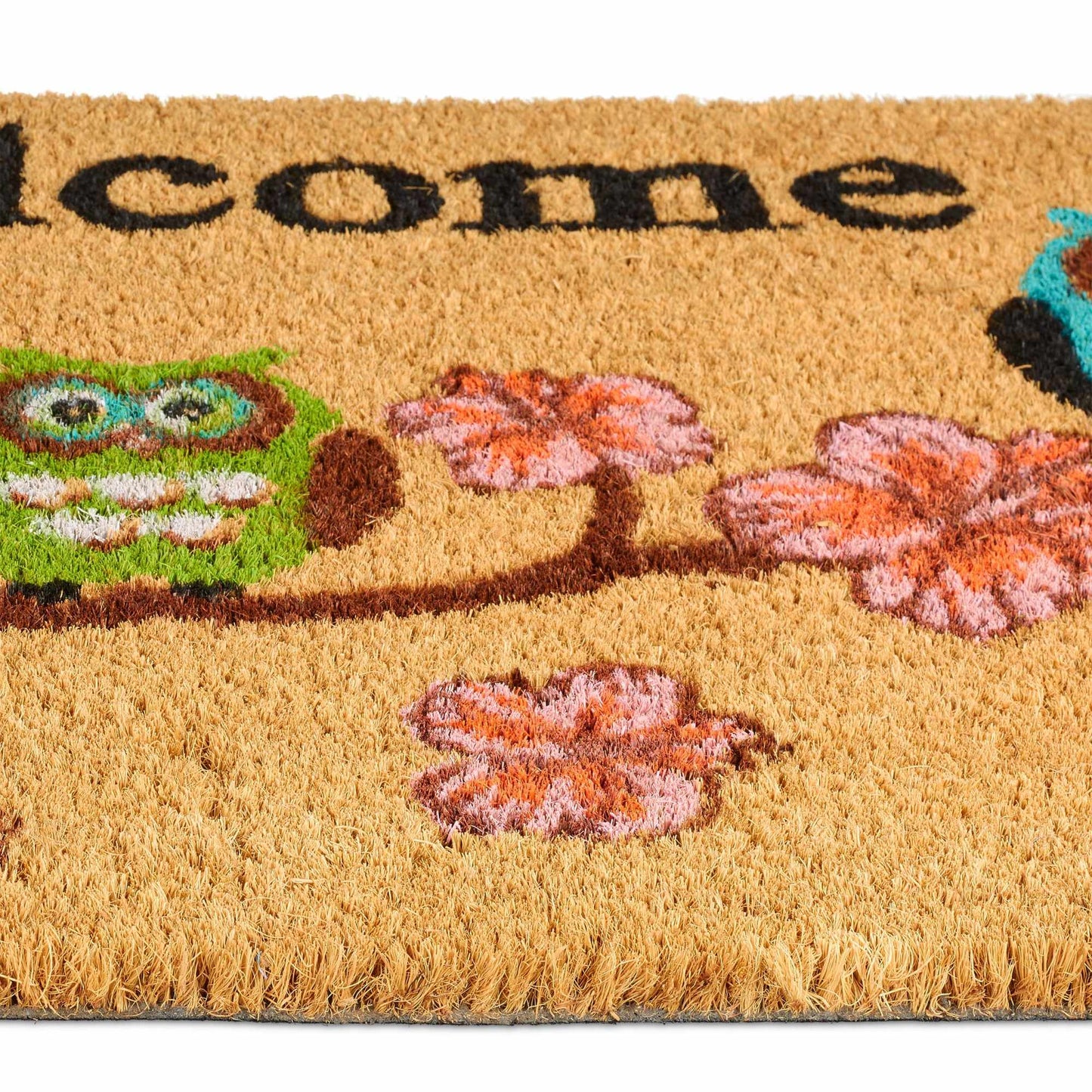 Doormat coconut fiber "Welcome" owls
