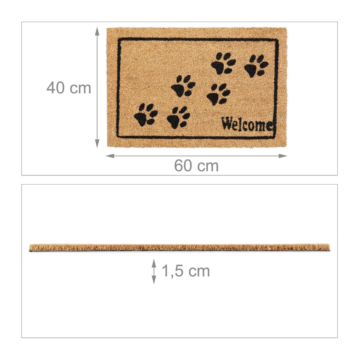 Door mat coconut fiber Welcome with paws