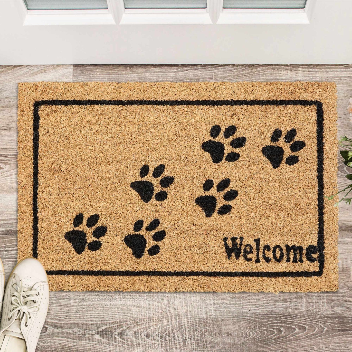 Door mat coconut fiber Welcome with paws